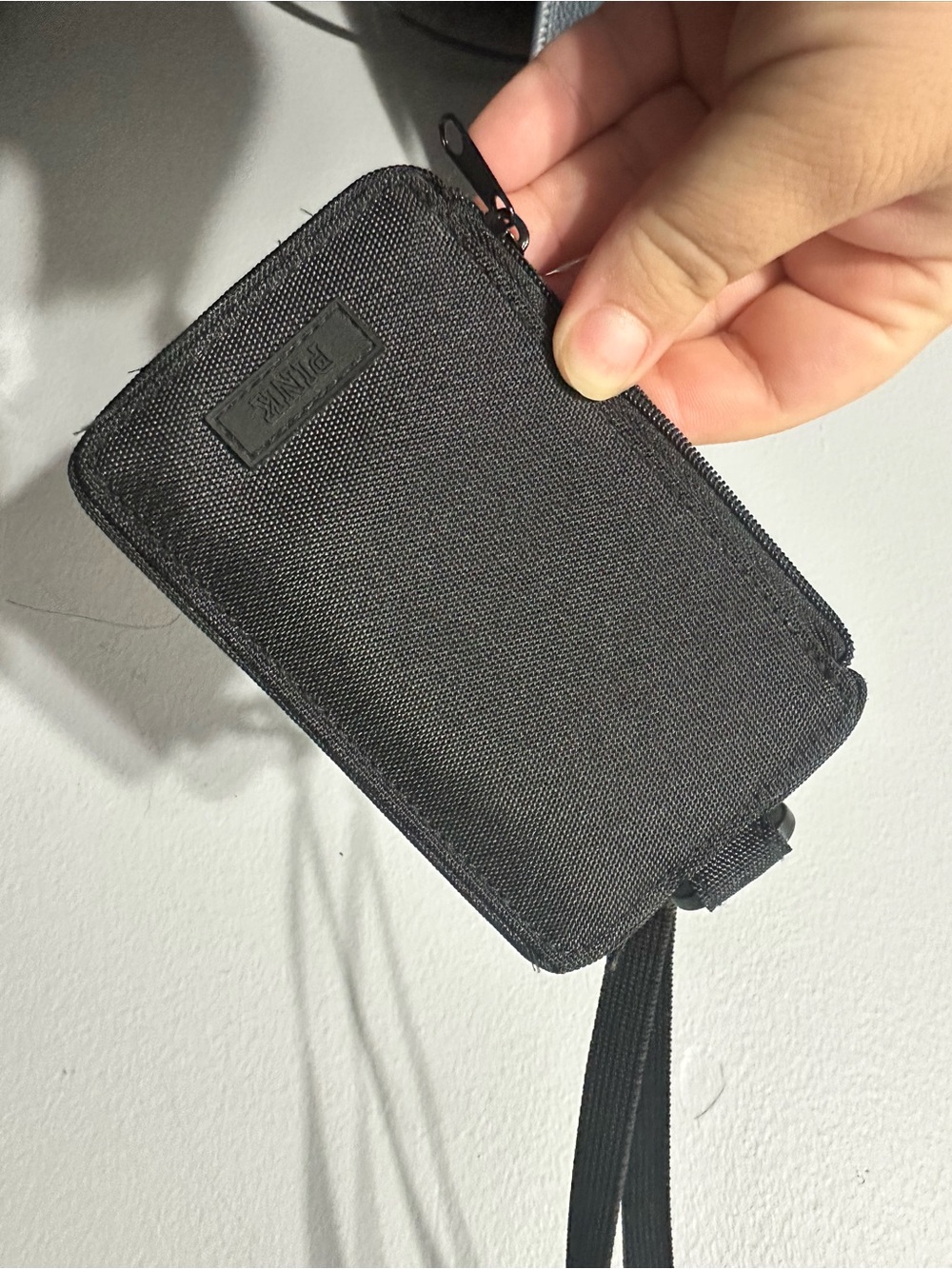 PINK Victoria's Secret Black Zip Card Holder with Wrist Strap
